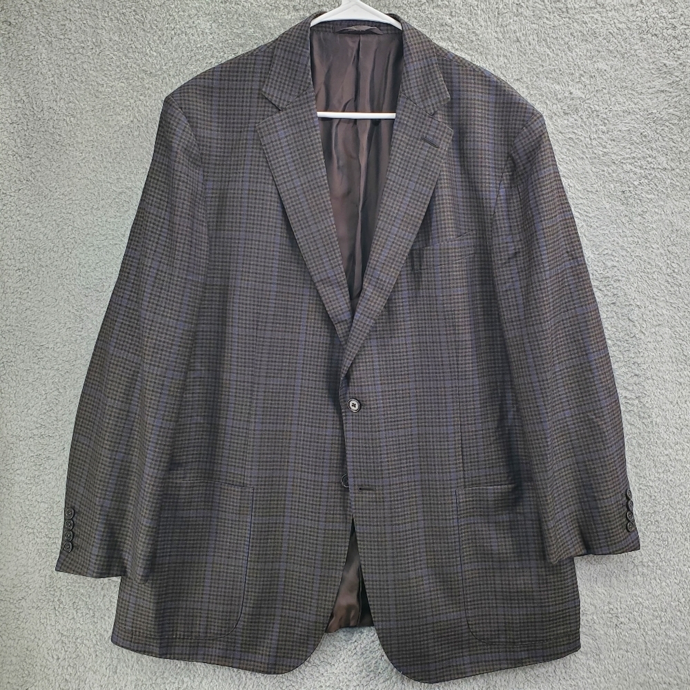 Ermenegildo Zegna Blazer Recent 10 Pocket Travel Wool Check Surgeon Cuff US 46R